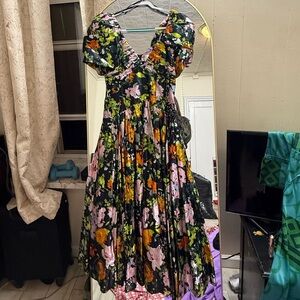 Aje Gabrielle Plunge Midi Floral Dress